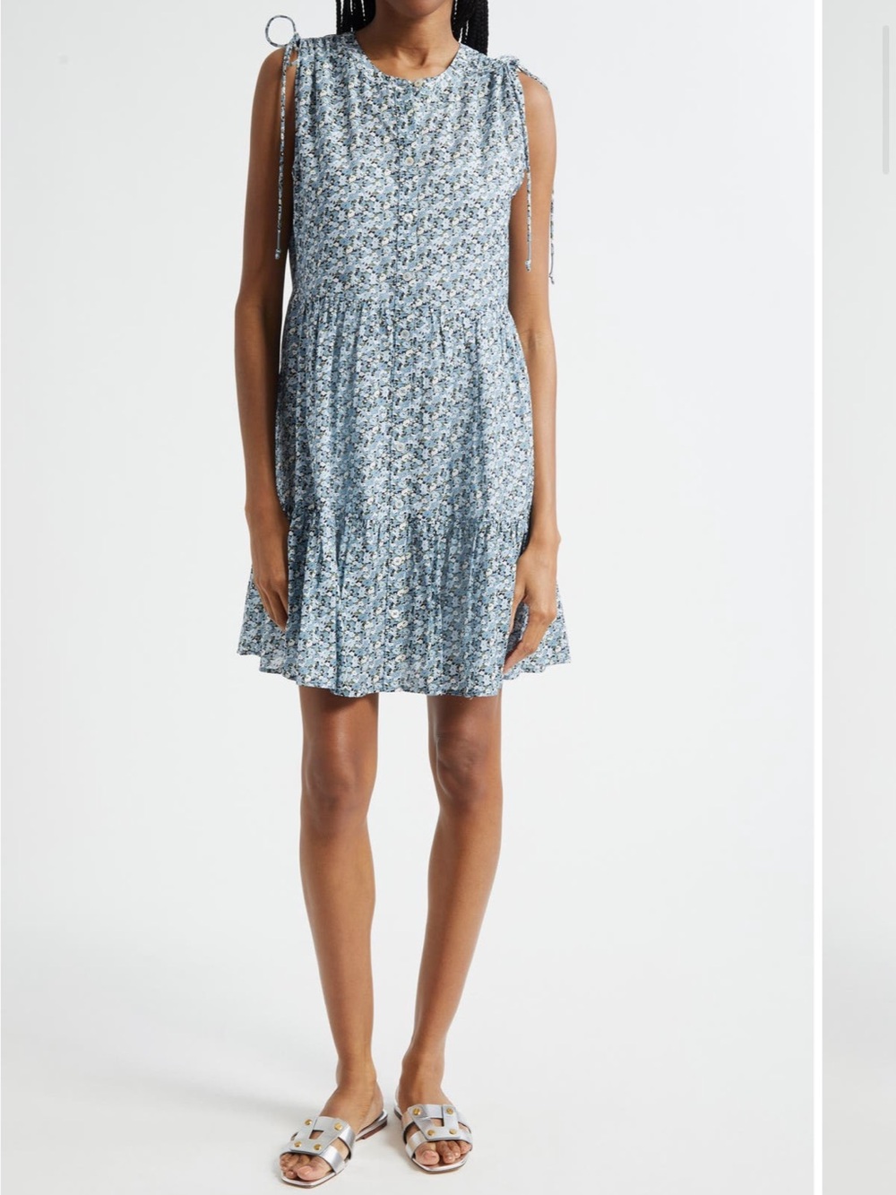 VERONICA BEARD yulianna floral mini dress in lake mist multi $378